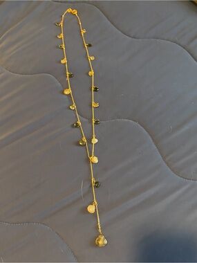 Gold Tone Dainty Gem stone  Y-Necklace
